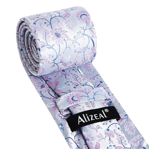 Image of Alizeal Mens 3.15inches Leaf Flower Pattern Tie Set | Floral Pattern Pocket Square Perfect for Fall Winter Business and Holiday Events