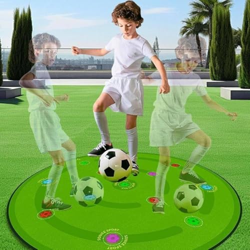 1.4M Agility Training Soccer Training Mat, Non-Slip Football Skills Footstep Mat, 10MM Thickness, with 13 Reaction Training Lights - 7 Training Modes,for Kids Fitness, Sports Training