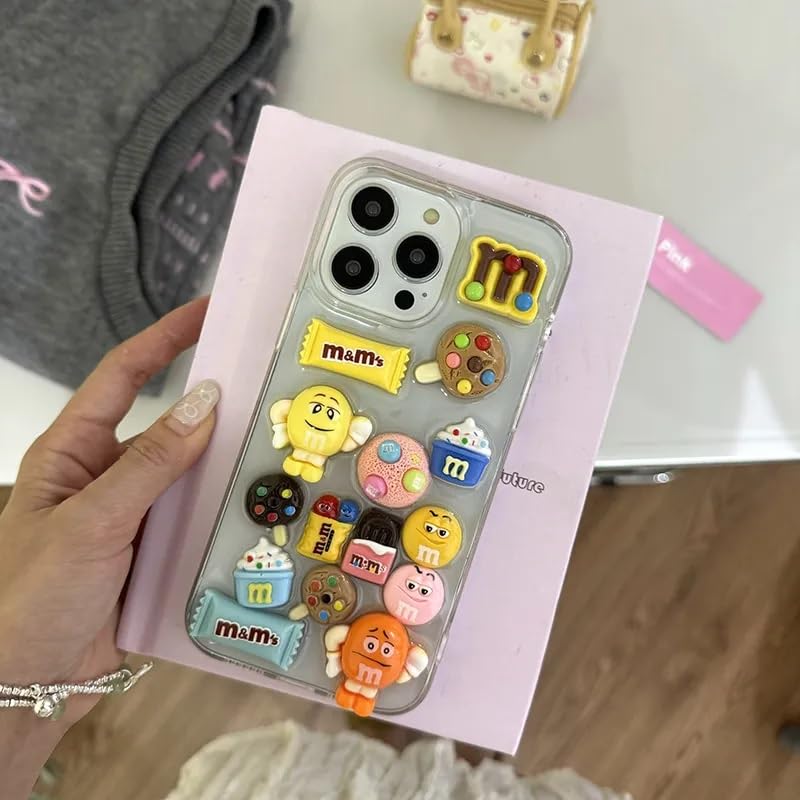 Image of Case Creation for iPhone 14 Plus 3D Cartoon Candy Hot Chocolate Phone Case, Luxury Sugar Coated Embossed Funny Fashion Glitter Cute Colorful Epoxy Hard Mobile Cover for Apple iPhone 14 Plus (Clear)