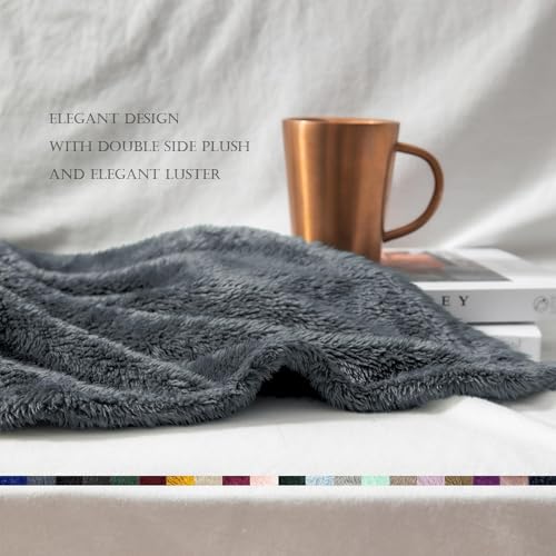 Image of Exclusivo Mezcla Plush Fuzzy Fleece Bed Blanket Queen Size, Super Soft, Fluffy and Warm Blankets for Couch, Bed, All Season (Dark Grey, 90x90 inches)