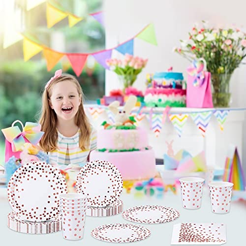 Amycute Stoviglie per Feste Oro Rosa, Forniture