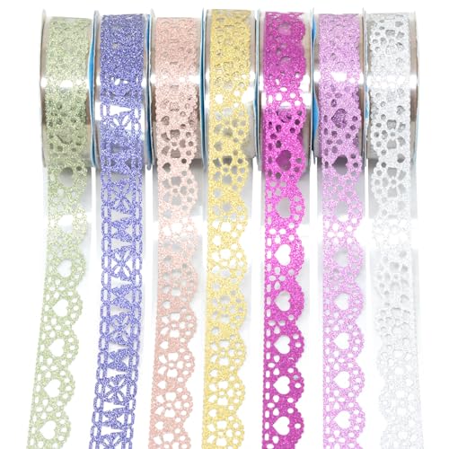 Cinta adhesiva con estampado brillante y patrón de encaje para manualidades crafts
