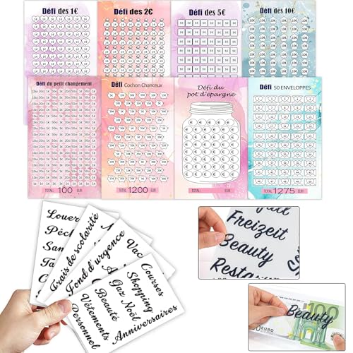 Qupuce 8 PCS Épargne Défis Budget avec...