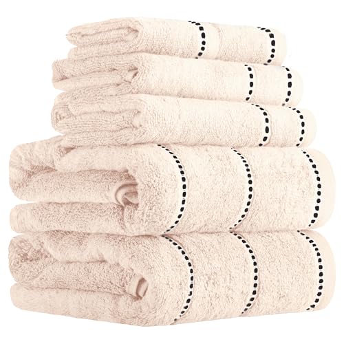 Lavish Home 6 Piece Bathroom Towels Set - 525GSM 100% Cotton Bathroom Essentials - 2 Bath Sheets, 2 Hand Towels, and 2 Wash Cloths for Bath, Shower, Gym, Spa, and Dorm Room (Beige) by Lavish Home - Used condition - US$28.71