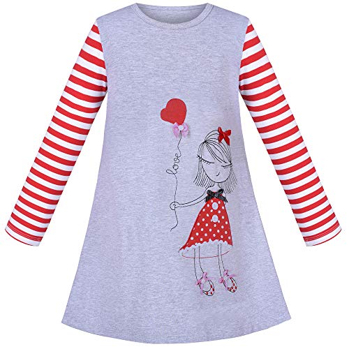 Image of Sunny Fashion Girls Outfit Set 2 Piece Cotton Heart Casual Dresss Top Pants