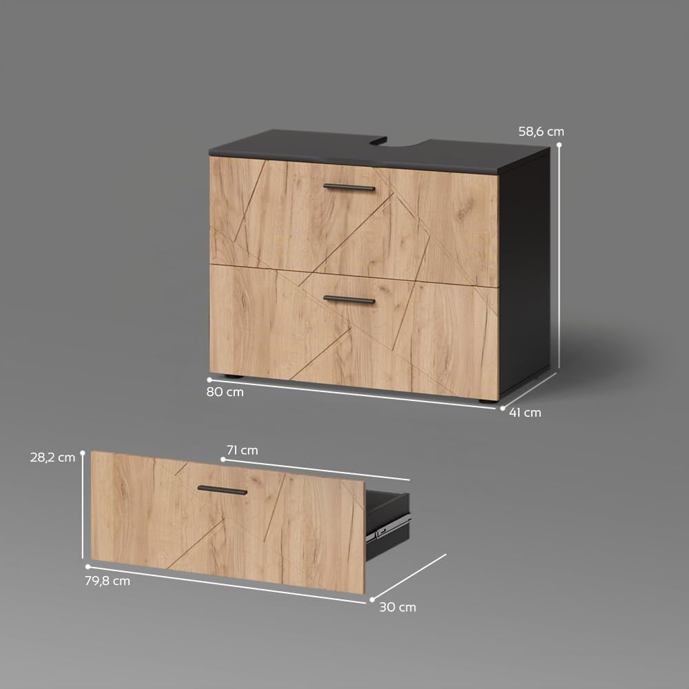 Livinity Mobile sottolavabo per bagno Ronco Rovere dorato/antracite 80x59