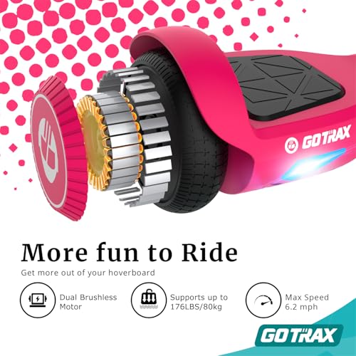 Gotrax EDGE Hoverboard With 6.5 Inch Led Wheels & Headlight, Top 6.2Mph & 2.5 Miles Range Power By Dual 200W Motor, Ul2272 Certified And 50.4Wh Battery Self Balancing Scooters For 44-176Lbs Kids Adults thumb #4
