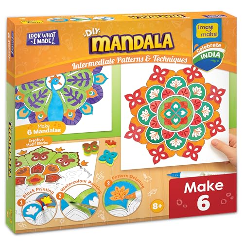 Image of Imagimake DIY Mandala Art Kit for Girls 9-12 | Coloring & Painting Art Kit Set with Water Brush Pen & Stamps | Crafts & Gifts for Kids Age 10-12