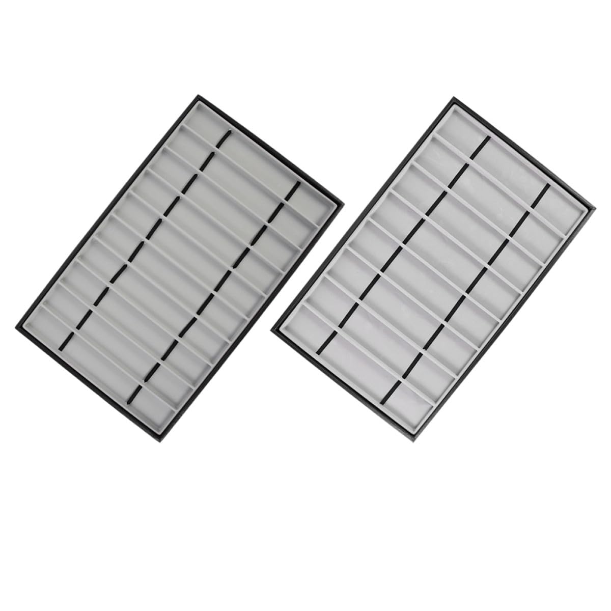 IMIKEYA Plateaux de Rangement pour Bracelets de Montre Rectangulaires en Simili Cuir Noir Intérieur en Velours Gris, Organisation 10 8 Compartiments, Présentoir Pratique