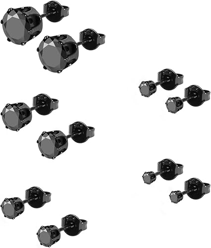 Augell Juego de 5 pares de aretes de plata de ley 925, hipoalergénicos, de oro de 18 quilates, circonita cúbica para mujeres y hombres, regalo