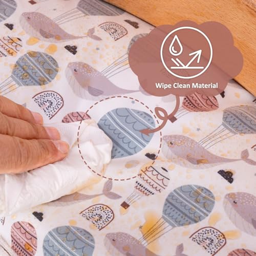 Image of Extra Padded Soft Dining Chair Seat Cushion, Wateproof & Wipe Clean Cushion for Stokke Tripp Trapp High Chair, 18 inch L x 11 inch W, Compatible & Convertible Design (Sweet Dreams-Whales & Balloons)