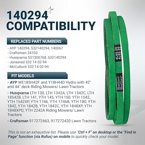 Image of [Upgraded Grip120] BlueStars 140294 Ground Drive Belt 1 /2 inch x 82.5 inch | For AYP Husqvarna Craftsman LTH1542 LTH130 YTH150 YTH180 Ride Mowers Replaces 532140294 140067 24103 531300768 Aramid Cord