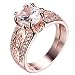 JunXin 10 KT Rose Gold Plated Ring, Two Rows of Small Birthday Stone, The Middle of a Big Stone (9)