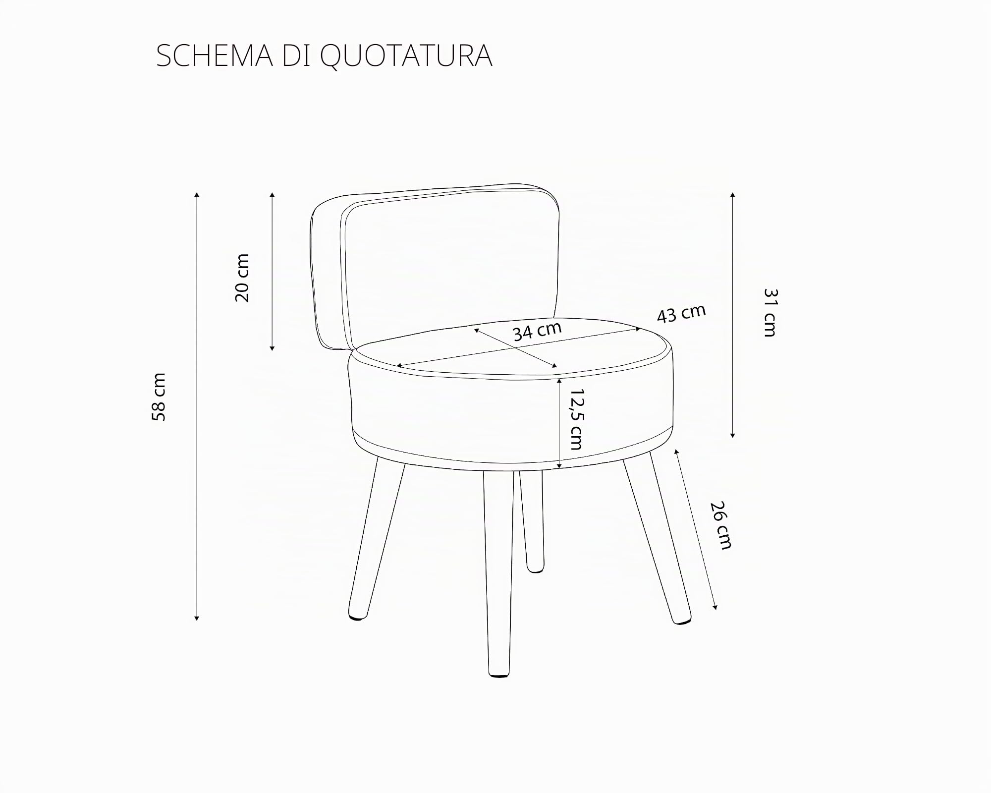 ECHTWERK Poltrona, Legno, Piedini in legno, Grigio, 44 x 44 x 58 cm