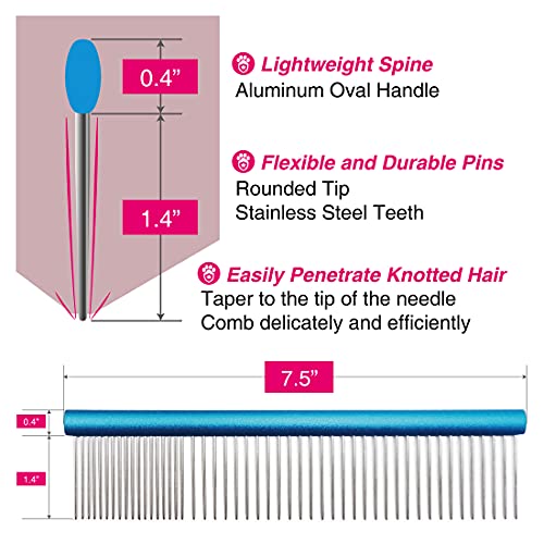 Claw Claws Greyhound Comb with Oval Handle for Dogs and Cats, Removing and Shedding Matted
