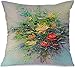 Poszewka na poduszkę poszewka na poduszkę bukiet flora kwitnące kwiaty impresjonistyczny niebieski czerwony styl olej biały vintage wzór kwadratowa poszewka na poduszkę z niewidocznym zamkiem dekoracyjne poszewki na poduszki na sofę, 45 x 45 cm