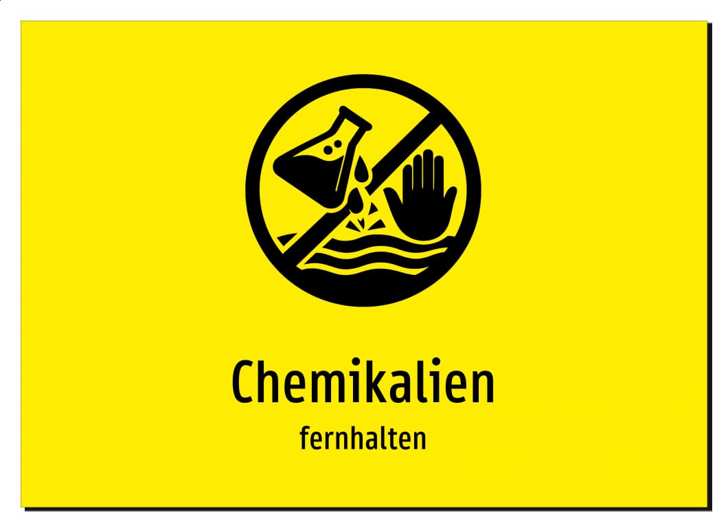 31274-DE-S-09 | Chemikalien - fernhalten | Aluminiumschild A2, 594 x 420mm | mit Symbolgrafik und Text