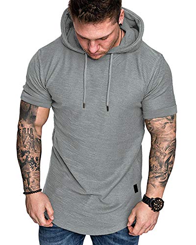 Image of Lexiart Mens Cotton Hoodies Pullover Sport Muscle Workout Shirts