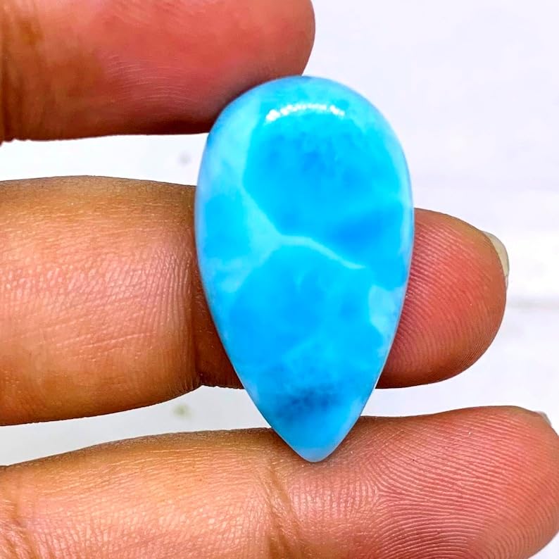 Larimar cabochon poire 31x16mm pour création de bijoux de litothérapie - 3