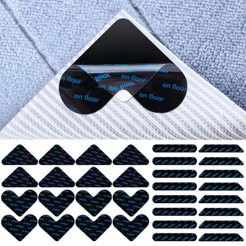 SREBIWO 32 Stück Antirutschmatte für Teppich, Doppelseitiges Teppich Antirutschunterlage Waschbare und Wiederverwendbare Antirutsch Pads Anti Curling Teppich für Hartholzböden Teppiche und Matte