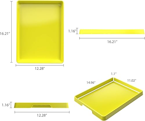 Miniatura 5 de Storex Bandeja grande para manualidades y actividades, organizador de plástico para pintura, cuentas y slime, amarillo, paquete de 12 (00445E12C)