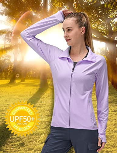 Image of Women's UPF 50+ UV Sun Protection Clothing Long Sleeve Athletic Hiking Shirts Lightweight SPF Zip Up Outdoor Jacket
