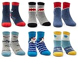 Boys Wool Warm Socks Kids Thick Winter Socks Thermal Crew Cartoon Socks for Boys 6 Pairs 6-8 Years