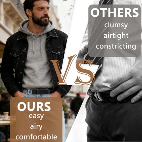 Image of 2 PCS Buckle Less Belt for Men, Elastic Belt for Men, Adjustable Waist Strap, Black Hook Design Belts for Man with Active Lifestyles, Formal and Casual Wear Accessories for Man