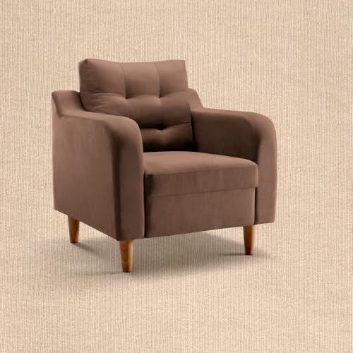 Image of Duroflex Ease Plus - 1 Seater Sofa Set for Living Room | 3 Year Warranty | Premium Wooden Frame Sofa | Anti-Pilling Fabric, Fade & Termite Resistant | Comfortable & Durable Couch - Cocoa Brown
