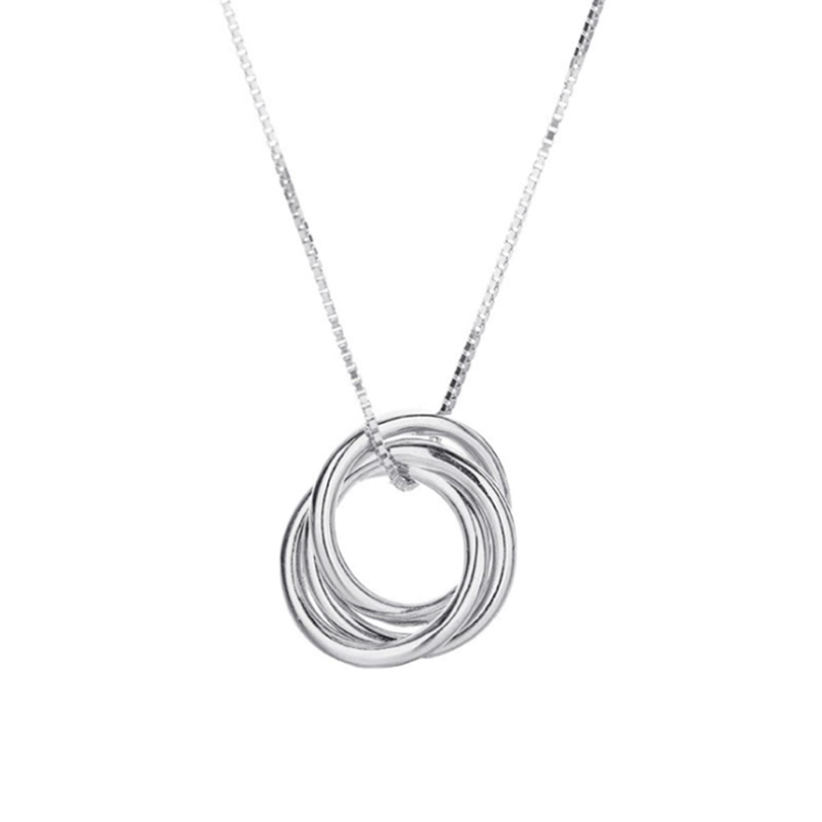 HCMA 925 Silver Necklace Pendants for Women Box Chain Choker Collar Three Circle Necklace collares The for women
