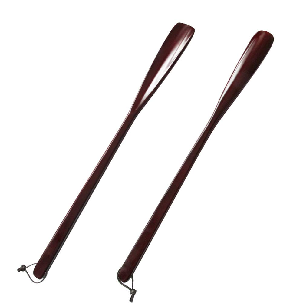 HMTE Calzador de Madera de 21,65 Pulgadas, engrasado, Calzador de Madera de Mango Largo con Correa de Cuero para Hombres, Mujeres Embarazadas, niños, Ancianos (A 55 cm/21,65 Pulgadas)