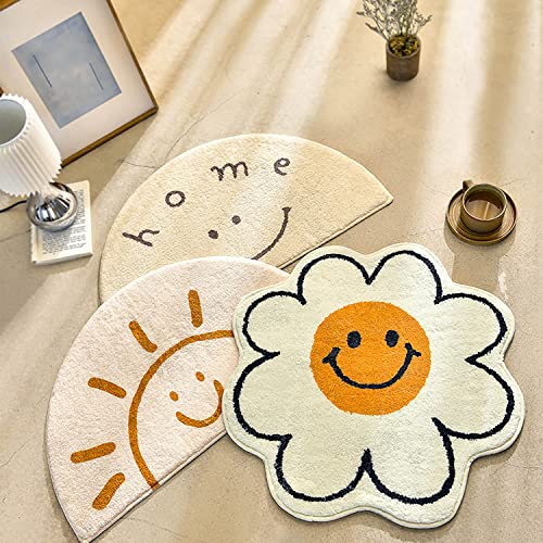 Fomaile Smiley Face Rug Sunflower Rug Cute Bath Mat Strong Water Absorption Bath Rug Super Absorbent And Fluffy Mat Machine Washable Bahtub Mats For Shower, Tub, Bedroom 31.5In #TOP1