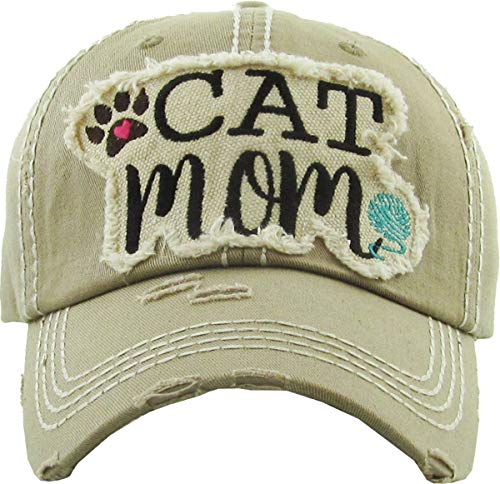 Image of KBETHOS Dog Cat Mom Dad Theme Womens Baseball Cap Distressed Vintage Unconstructed Embroidered Patch Hat