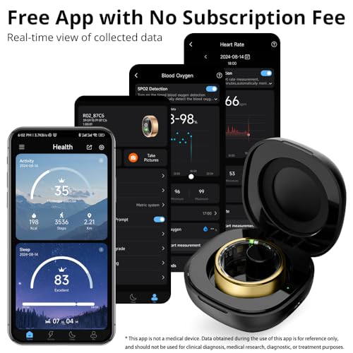 Image of Smart Ring for Women, Health Tracker & 5ATM, COLMI R02. (Gold, 7#) | No Subscription Fee & Skin Temperature, Heart Rate, Blood Oxygen, Sleep Health Monitoring, Sports Tracking, Menstrual Cycle.