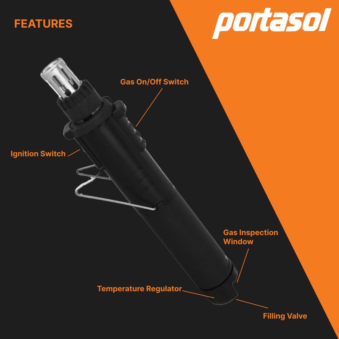 PORTASOL SP-1K 10589330 Super Pro 125-Watt Heat Tool Kit with 7 Tips Professionelles Gaslötset 25-125 W 580 Grad C, Grau/Orange, 12-inch