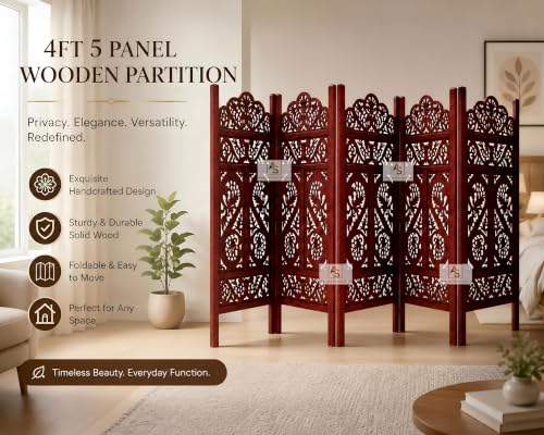 Image of Partition for Living Room,Divider,Partition Wall Divider Screen Separator, Wall Panel Divider for Hall | Bedroom |Office | Puja Room | Restaurant S Design (4 Feet 5 Panel)