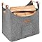 Panier bois cheminée XL panier buche en feutre très épais et poignée renforcée | Pliable Sac en feutre pour les courses, le bois, le journal(Gris pigeon)