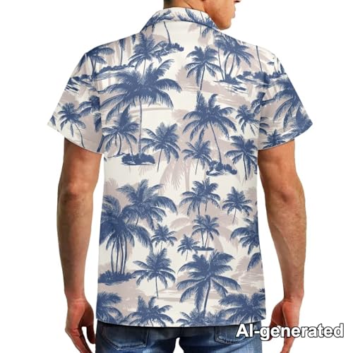 Image of Hawaii Matching Couple Outfits Husband and Wife Clothing Fashionable Mens Casual Shirts Hawaii Dress with Soft Fabric