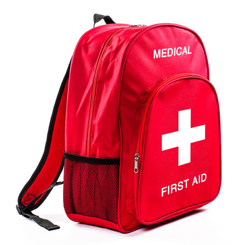 Generic E01 First Aid Backpack (Empty) - Red, Small, Water-Resistant, Modern, Unisex, Camping, Zipper Closure, 1 Pocket, 40 Items, Emergency Use