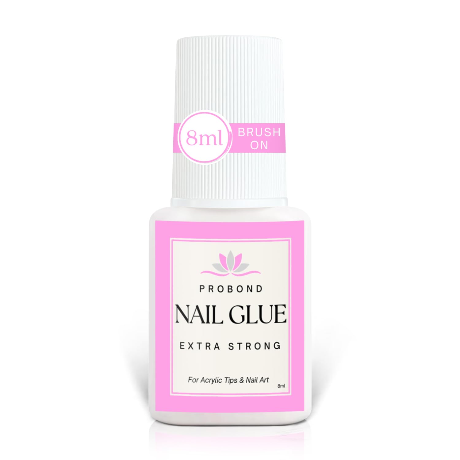 ProBond8ml Nail Glue Extra Strong Bonding Glue Brush On Nail Glue for Acrylic Nail Tips, False Nails, Broken Nails, False Toenails, Press On, Nail Art - Quick Dry, Clear, Anti Fungal Bottle Brush