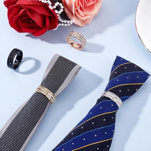 AHANDMAKER 4Pcs Mens Tie Ring, 4 Colors Tie Holder Crystal Necktie Ring Rhinestone Tie Ring Solid Tie Tacks Accessories for Wedding Jewelry Gift4