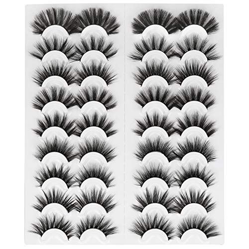 False Eyelashes Dramatic Fluffy Faux Mink Lashes Pack 18 Pairs 9 Styles Mixed Soft Reusable Handmade Fake Eyelashes Pack by Pawotence