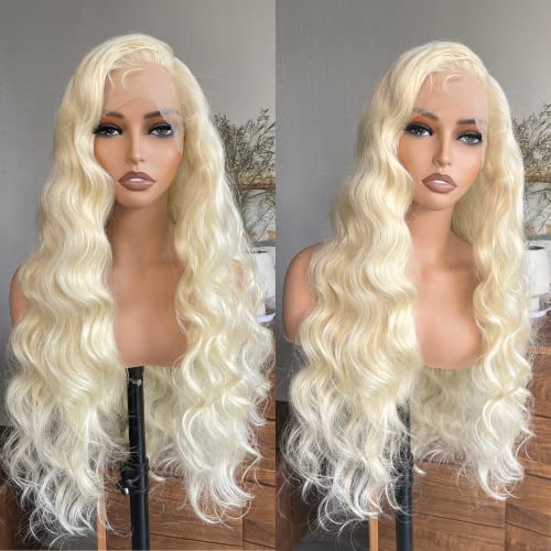LOLYDEER 32 Inch 613 Synthetic Lace Front Wig Long Blonde Wig Glueless13x6 Lace Front Blonde Wigs For Black Women Loose Wave HD Lace Front Wigs Pre Plucked With Baby Hair