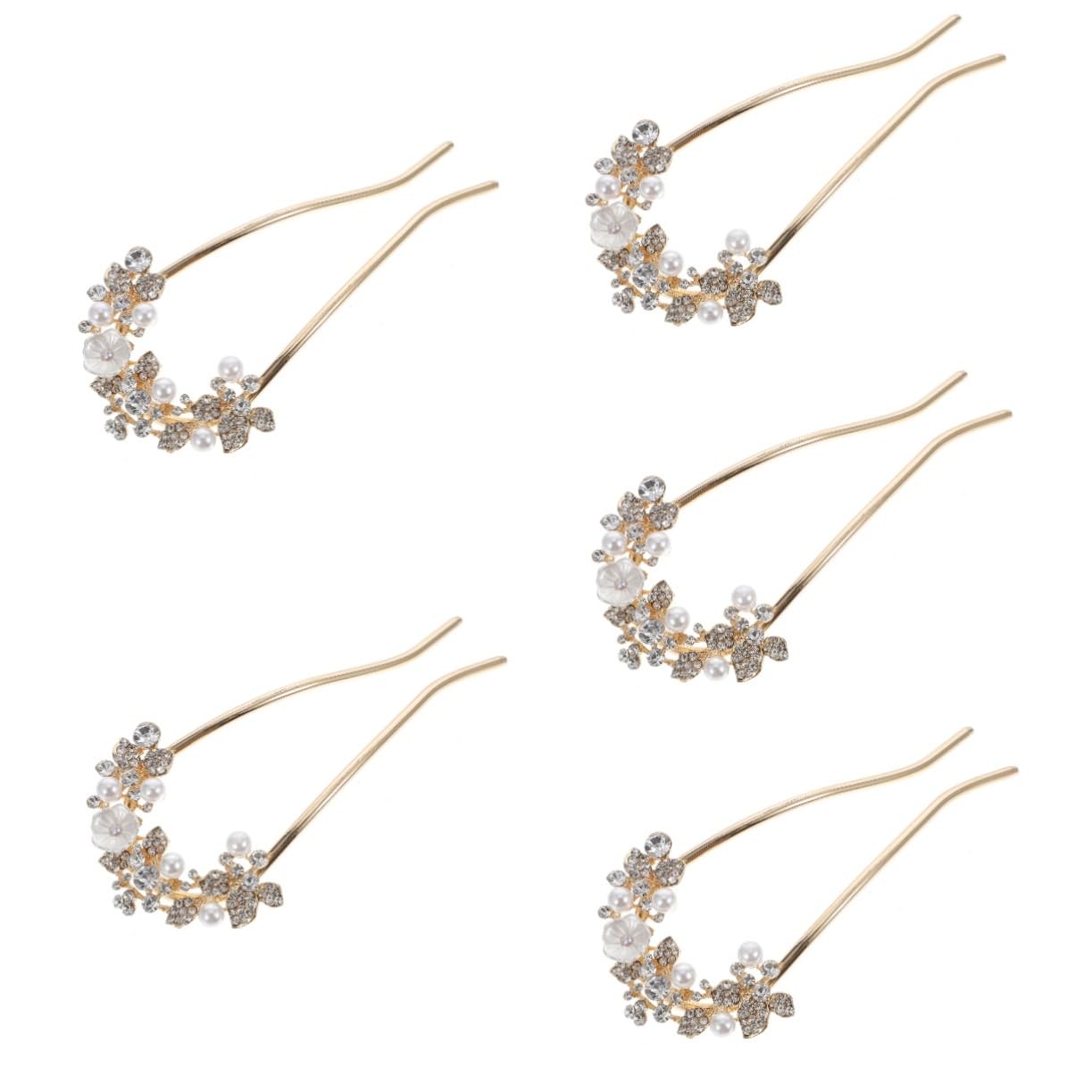 POPETPOP 5piezas Horquilla De Pelo De Perlas y Brillantes Para Moño Chic Horquilla Metálica Para Mujeres Accesorio De Peinado Elegante y Cómodo