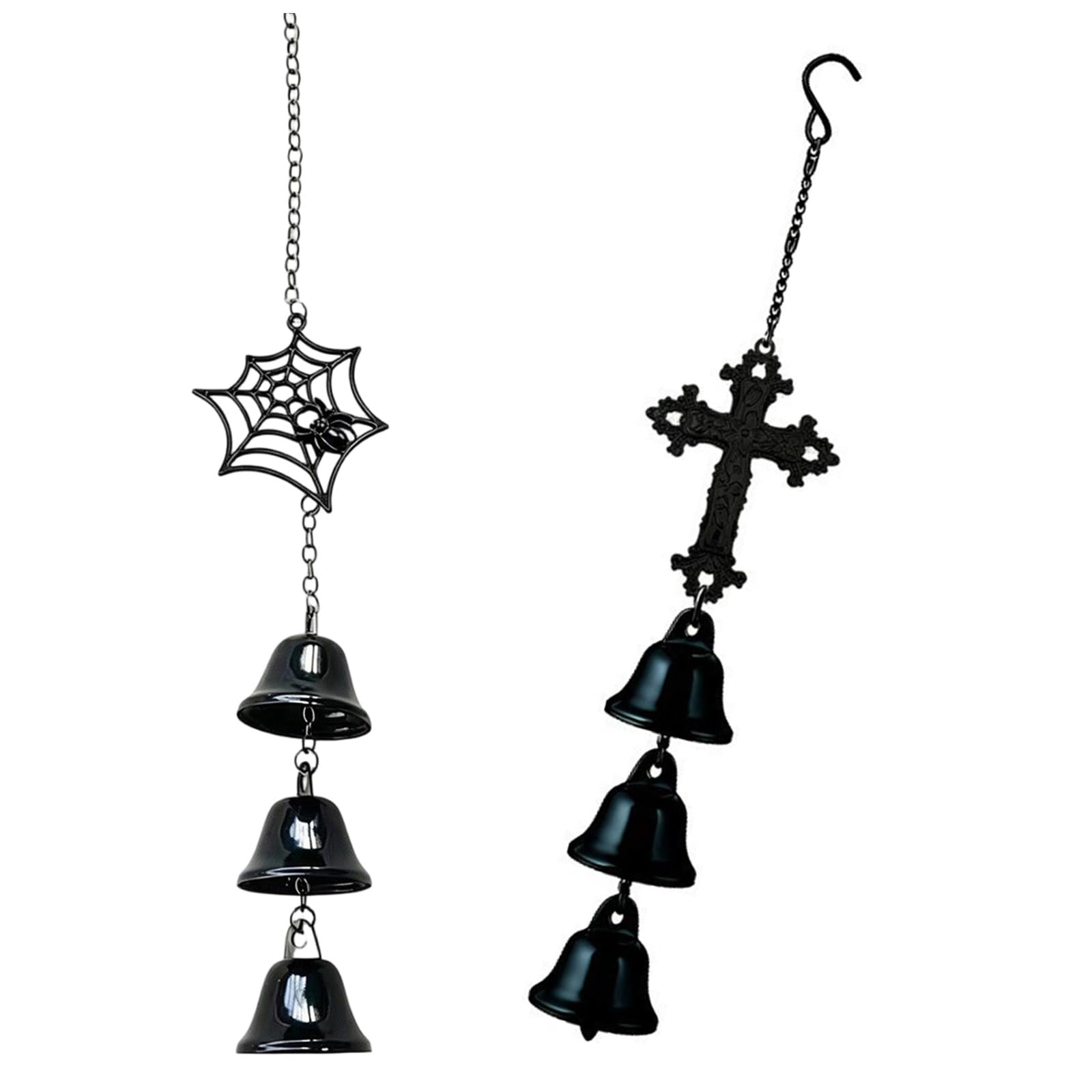 Zxfdsfdbnm Gothics Styles Spiders Web Wind Chimes with Bells for Halloween Decorations and Dark Themed Parties Black Metal Wind Chimes Halloween