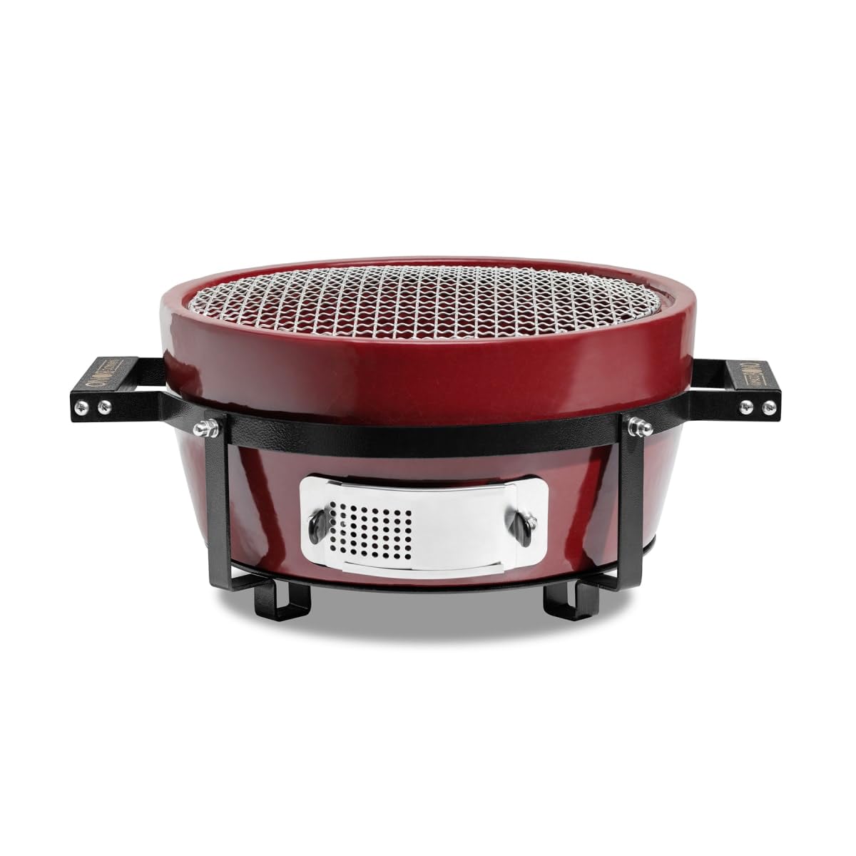 Kamado Bono HIBACHI EVO Grill Stołowy Okrągły Royal Red – Kompaktowy Grill Węglowy Hibachi, Ceramiczny Grill Stołowy do Ogrodu i Na Taras