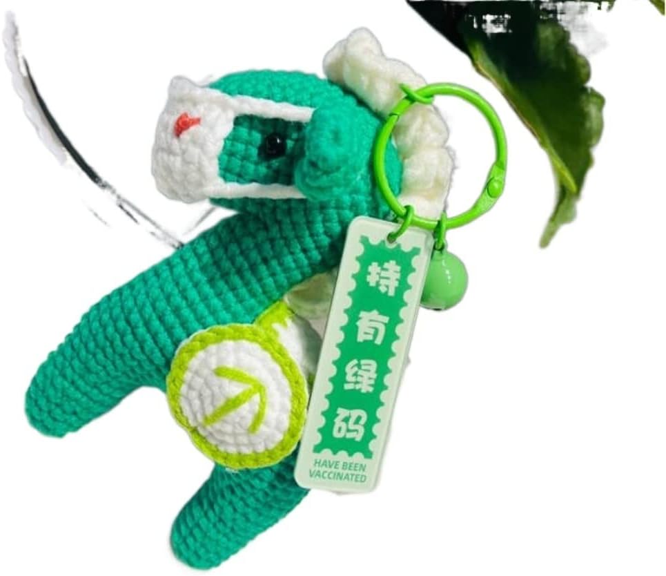 Handmade Woolen Knitted Snowflake Milk Cotton Hand-held Green Code Horse Keychain Pendant