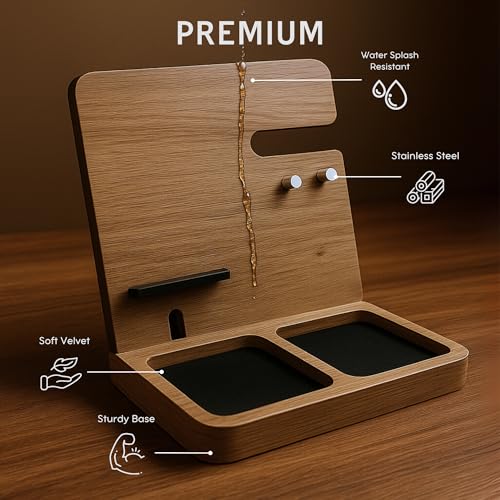 Namore Nightstand Organizer for Men – Wood Phone Docking Station & Bedside Valet Tray Organizer for Wallet, Watch & Keys – Unique Gifts for Men, Husband, Dad - image 3
