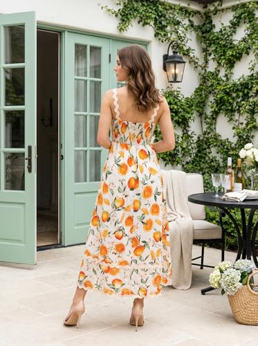 Image of Women's Classy Sleeveless Lemon Print Maxi RIC Rac Dress