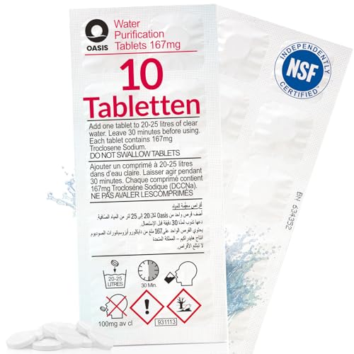 Wicked Chili 10x Chlortabletten geeignet für Waterrower Rudergerät, Water Rower, Oasis Chlor Tabletten, Wasseraufbereitung gegen Algen (1 Jahresbedarf, pro Reinigungstablette 25L Trinkwasser)